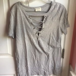 Gray lace up t-shirt